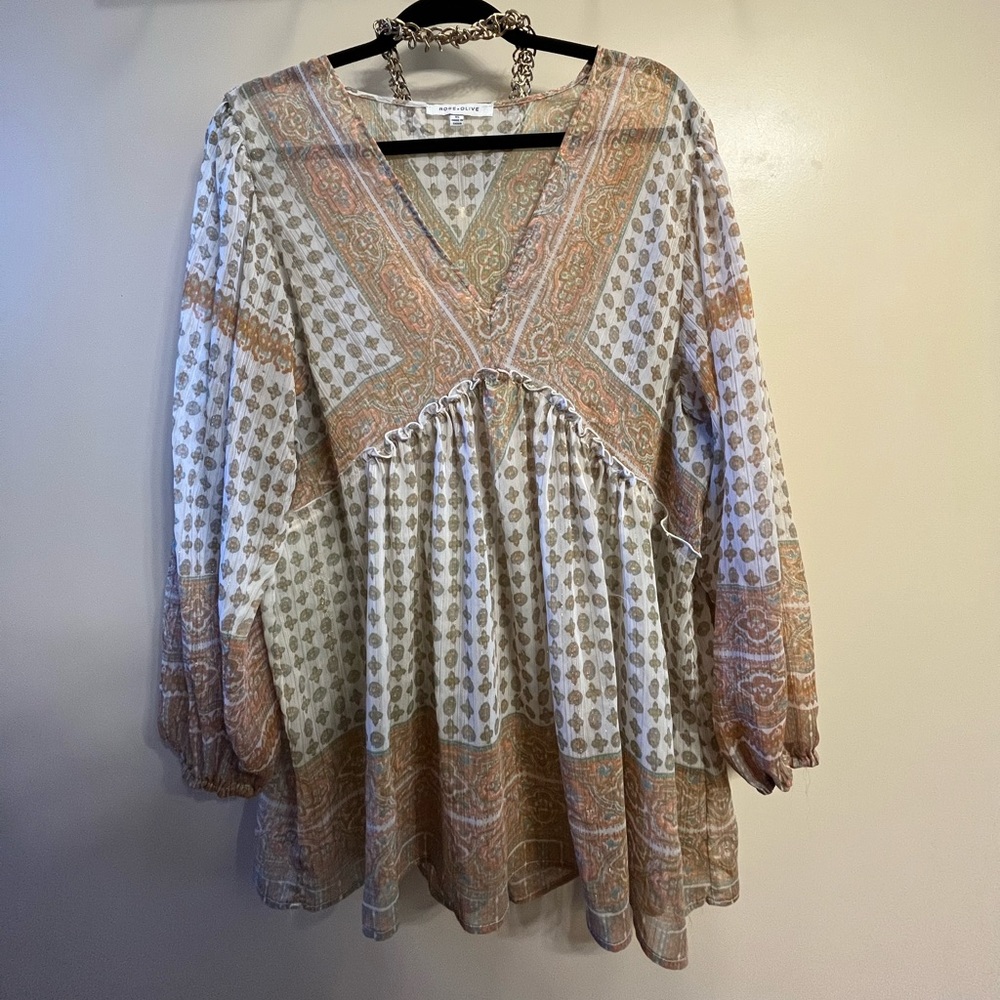 Long sleeve sheer blouse